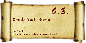 Ormándi Bence névjegykártya